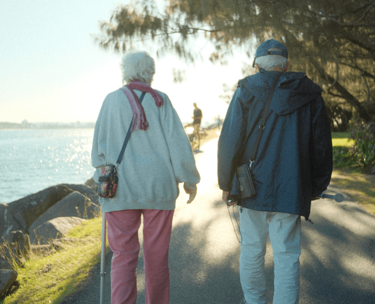 Old couple walking