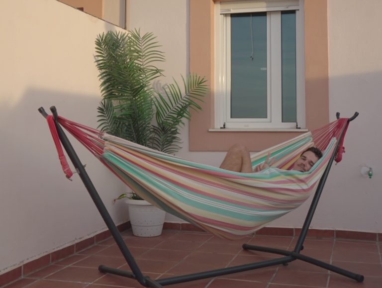 Man laying in hammock